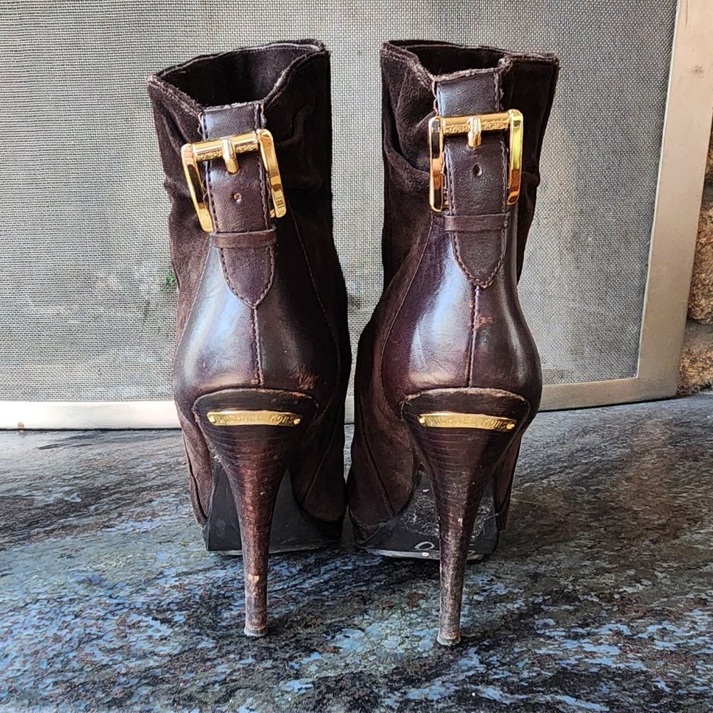Michael Kors Brown Suede High Heeled Ankle Booties Size 8M - Picture 9 of 15